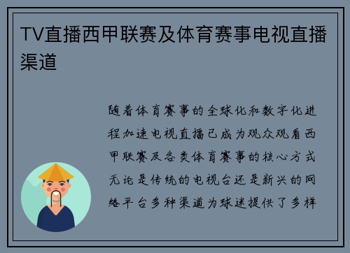 TV直播西甲联赛及体育赛事电视直播渠道